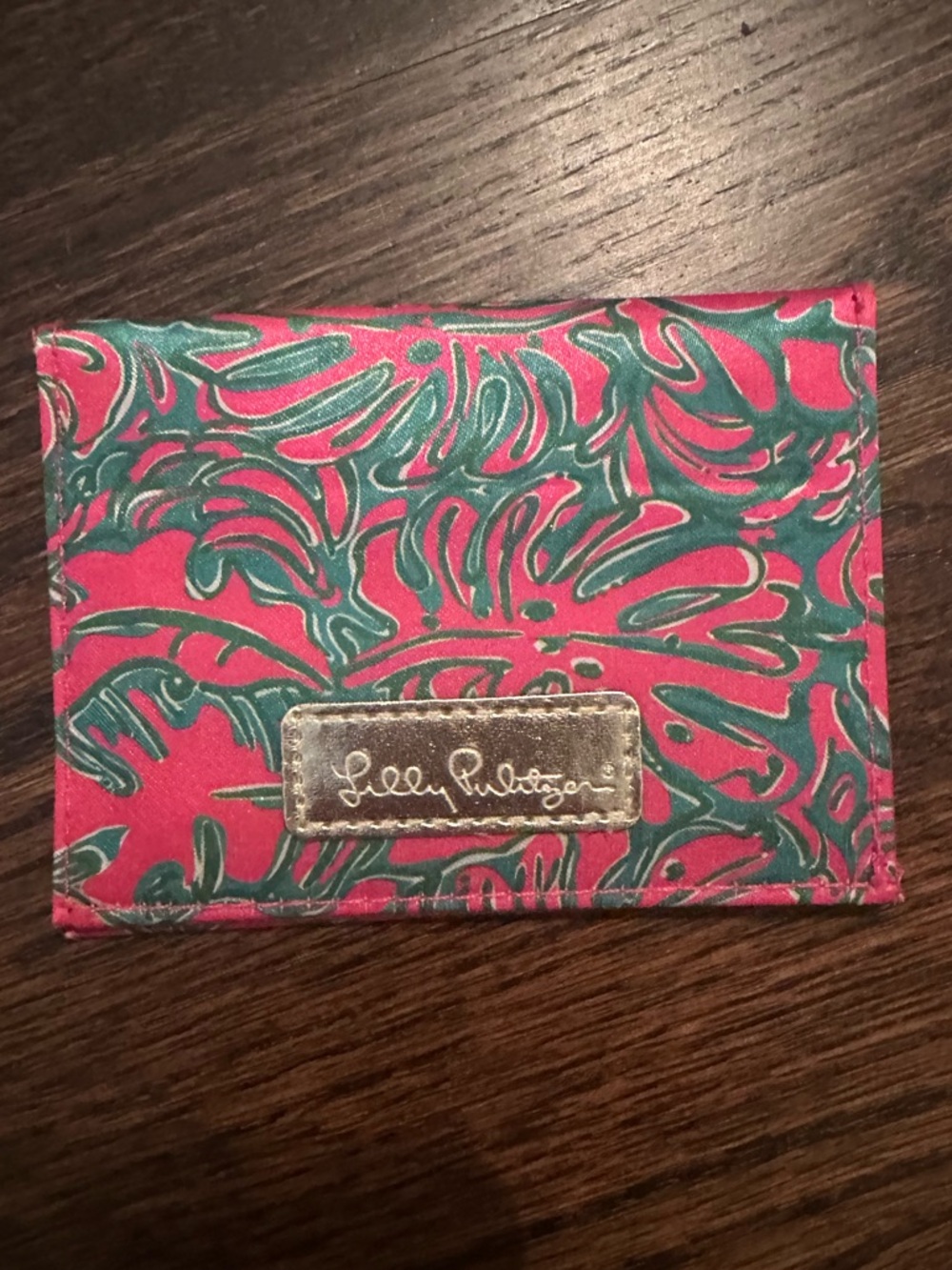 Lilly Pulitzer Coral Pink and Teal Floral Card Case